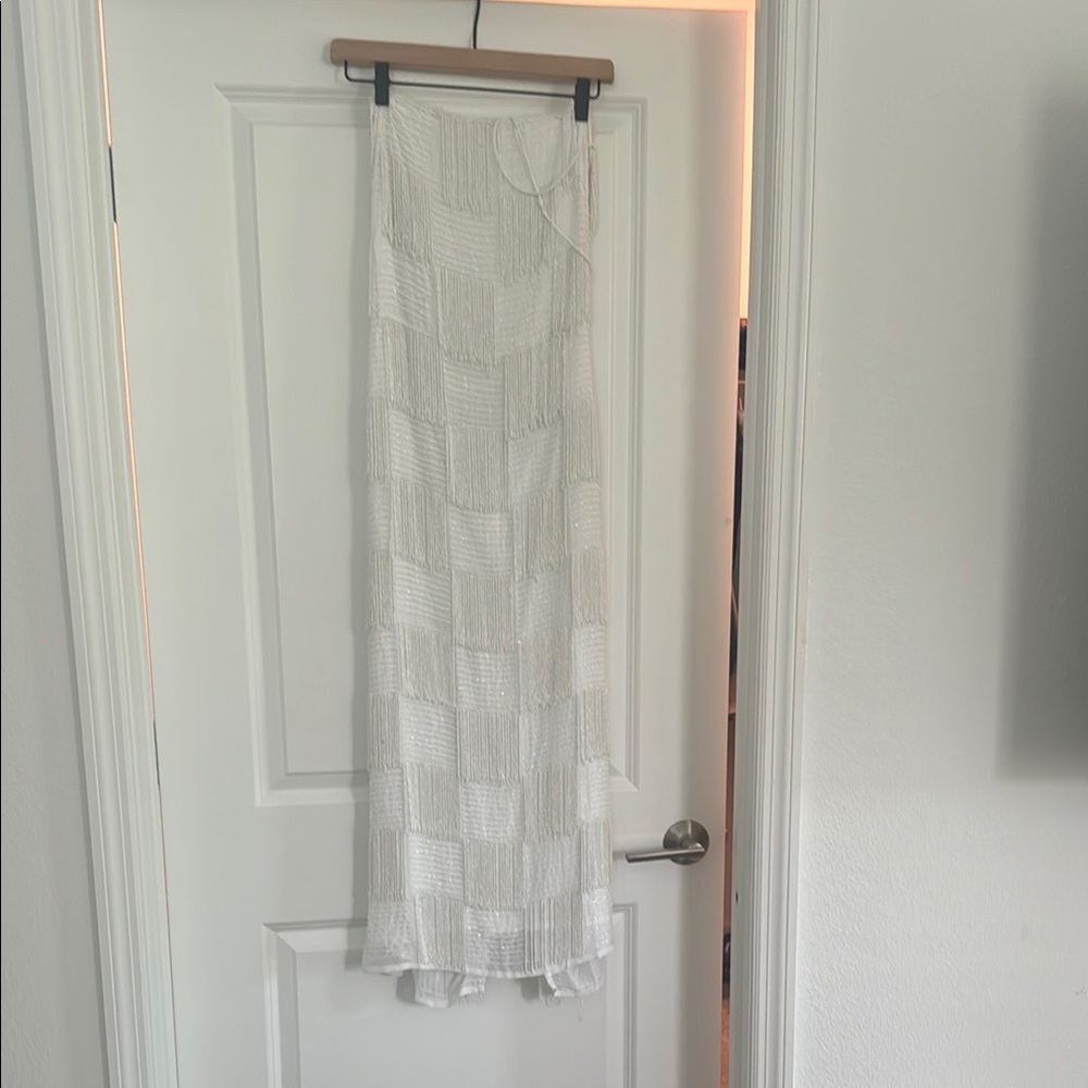 ASOS Cream Pleated Pencil Maxi Dress Backless